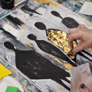 Abstraktne gold foil akrüülmaal - Vein & Pintsel