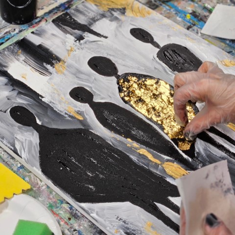 Abstraktne gold foil akrüülmaal - Vein & Pintsel